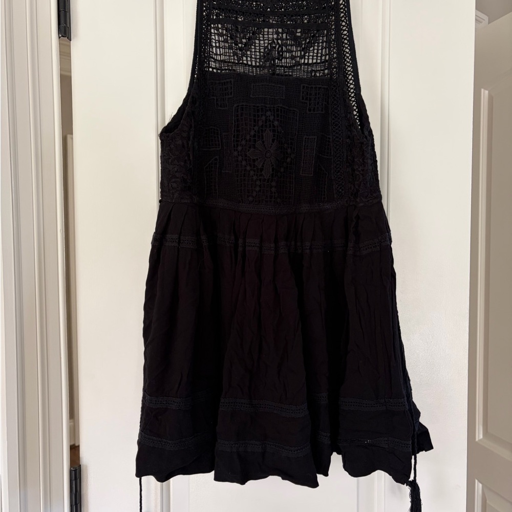 Free People Crochet BLACK minidress